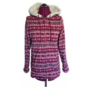 L.L Bean Womens Zip Up Hooded Sweater Size XS Nordic Fair Isle Hoodie